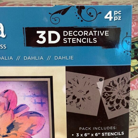 Sheena by Sheena Douglass Dalia Design 3D Decorative Stencils 4 Piece Set - Picture 3 of 4